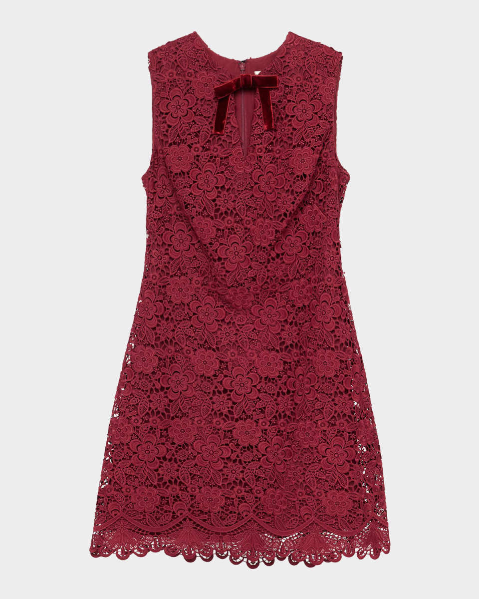 Mandi Cutout Bow-Front Floral Lace Mini Dress